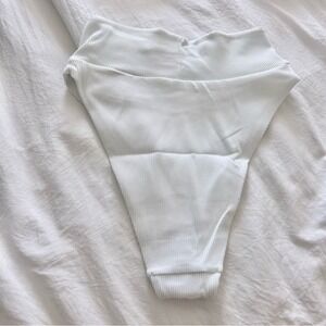 Aerie High Cut Cheeky Ribbed White Bikini Bottom